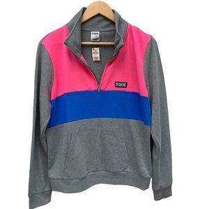 NWT PINK Victoria’s Secret color block quarter zip pullover size Large